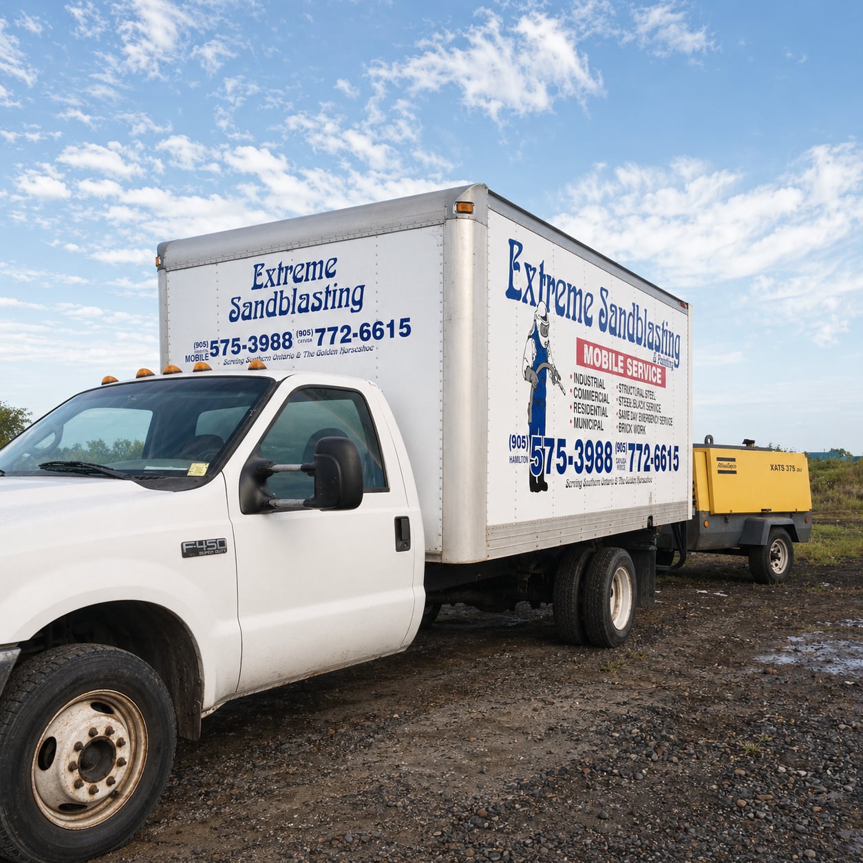 Mobile sandblasting truck and equipment