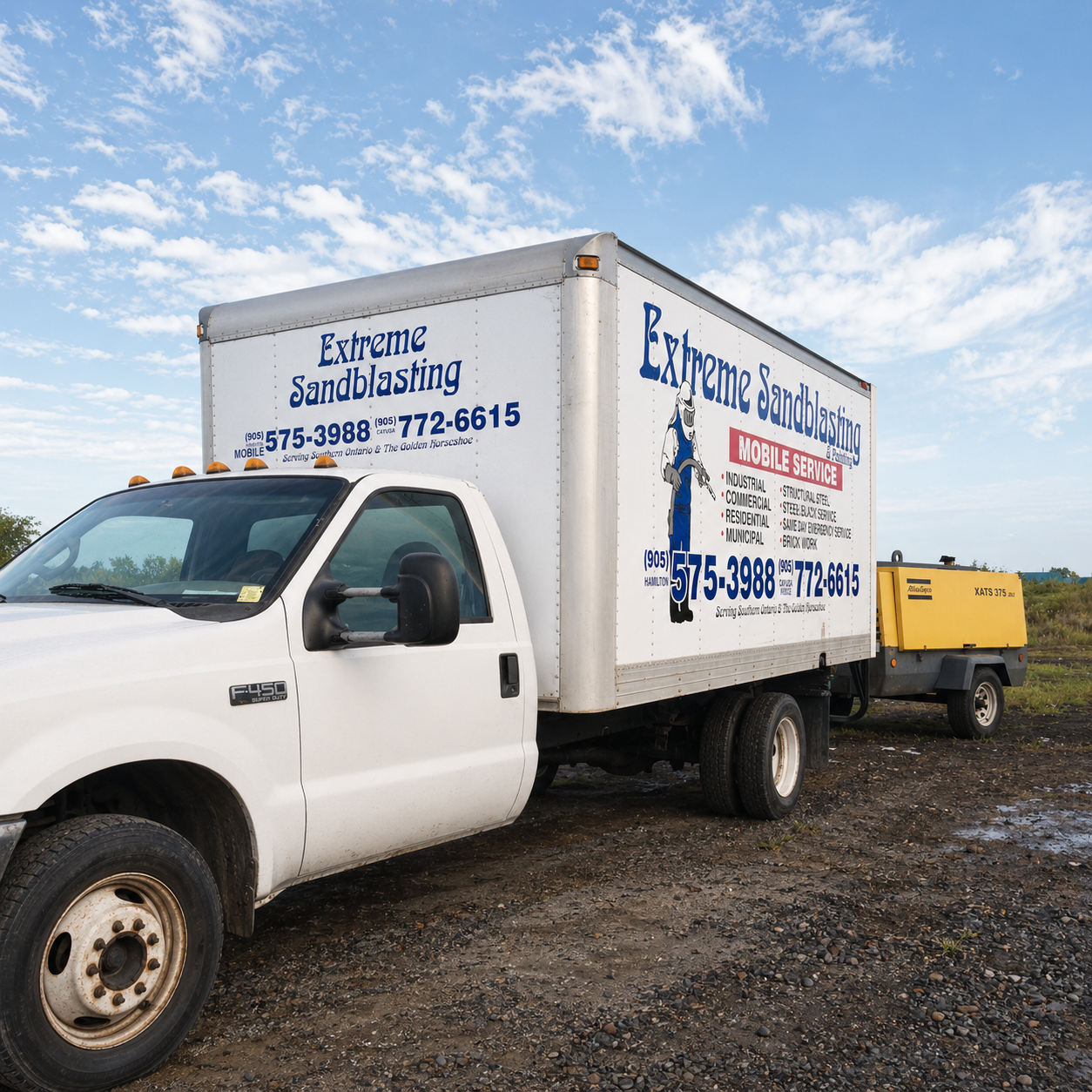 Mobile sandblasting truck and equipment